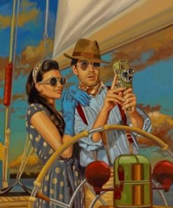 Vintage Couple taking Pictures paint by numbers