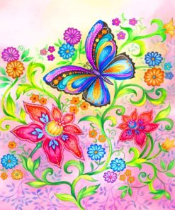Flowers And Butterflies paint by numbers