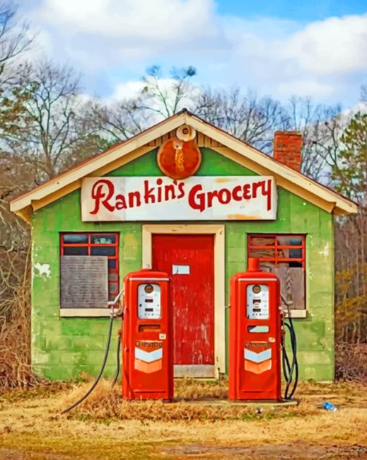 Old Gas Station Paint by numbers