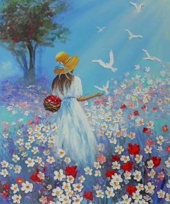 Girl In Flowers Garden Art paint by numbers
