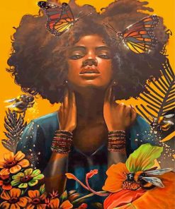 African Woman And Butterflies paint by numbers
