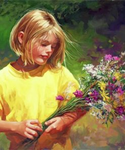 Girl With Flowers Paint by numbers