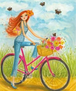 Girl On Bicycle paint by numbers