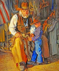 cowboy-and-his-grandfather-paint-by-number