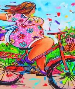 Fat Woman On Bicycle Paint by numbers