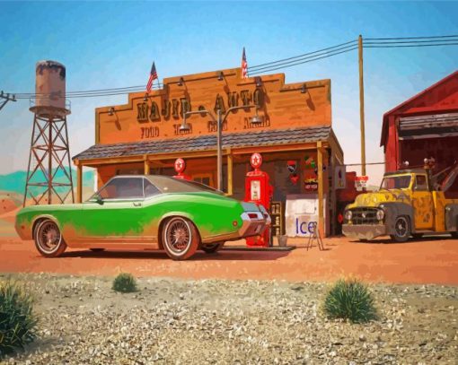 Old Gas Station Paint by numbers