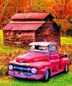 Old Red Ford Truck Paint by numbers