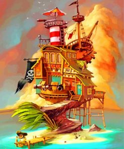 Pirate Ship House Paint by numbers