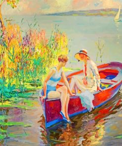 Vintage Women On A Boat paint by numbers