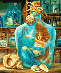 Mermaid In Bottle Paint by numbers