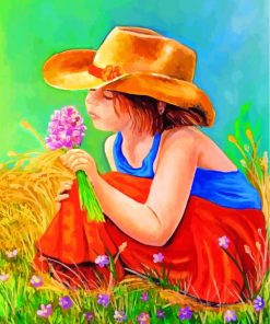 Little Girl And Flowers Paint by numbers