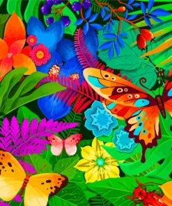 Tropical Flowers And Butterflies paint by numbers