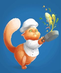 Cartoon Chef Cat Paint by numbers