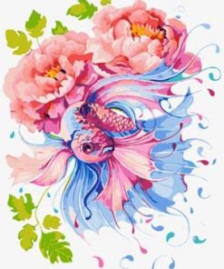 Betta Fish Peony Flower paint by numbers