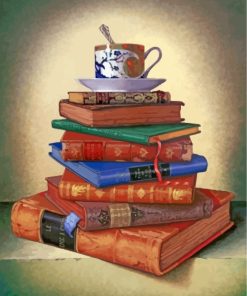 Coffee Cup On Vintage Books paint by numbers