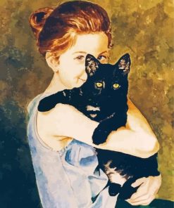 Girl With Black Cat paint by numbers