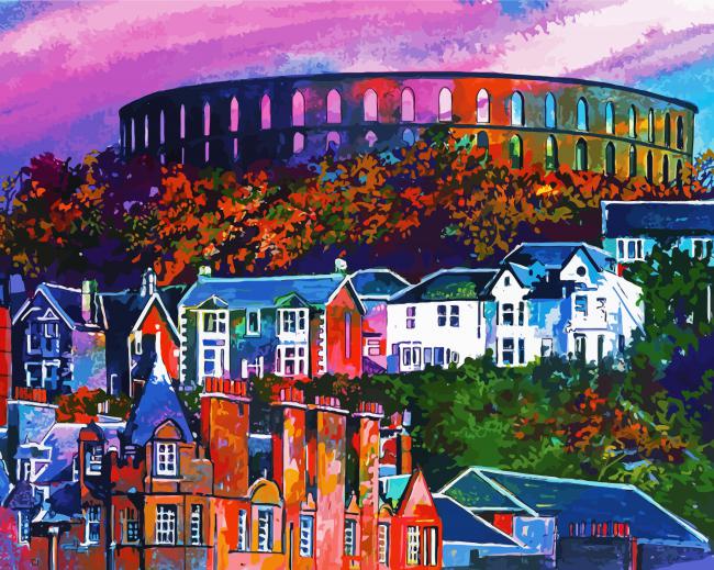 McCaigs Tower And Battery Hill Oban paint by numbers