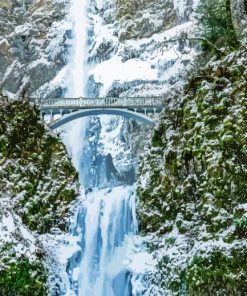Multnomah Falls In Winter paint by numbers