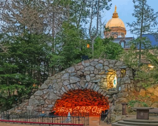 Notre Dame Grotto Indiana paint by numbers