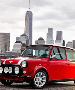 Red Classic Mini Cooper paint by numbers