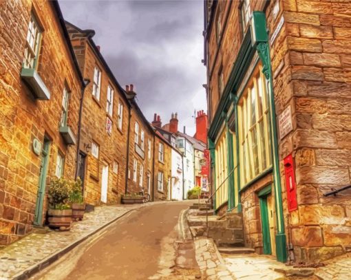 Robin Hoods Bay Street paint by numbers