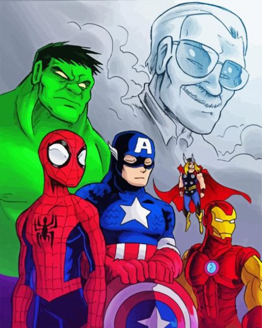 Stan Lee And The Gang paint by numbers