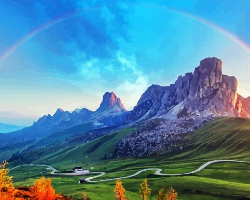 Swiss Alps And Rainbow paint by numbers