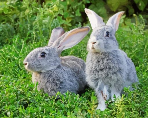 Two Grey Rabbits paint by numbers