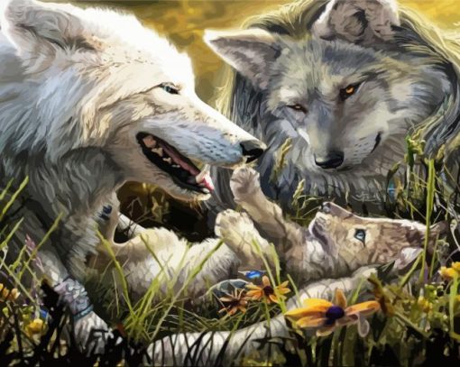 Wolves With Pups paint by numbers