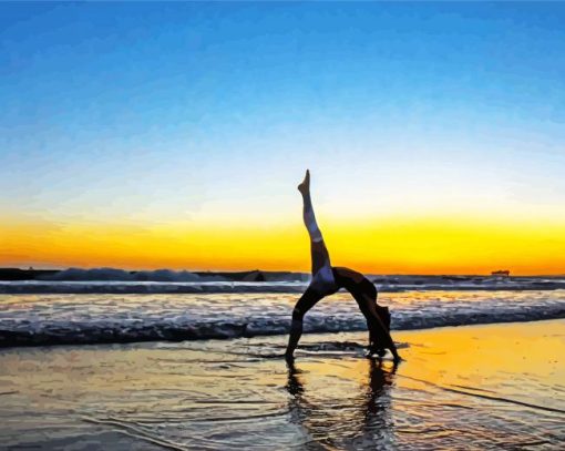 Yoga Woman On Beach paint by numbers