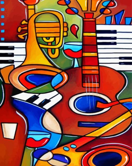 Abstract Musical Instruments paint by numbers