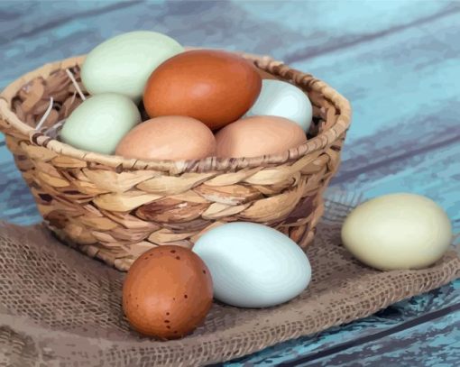 Aesthetic Basket Of Chicken Eggs paint by numbers