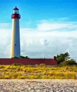 Aesthetic Cape May Lighthouse paint by numbers