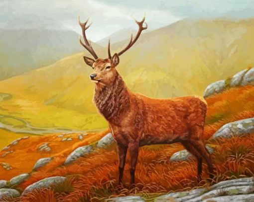 Aesthetic Highland Landscape With Stag paint by numbers