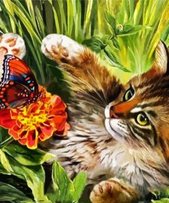 Aesthetic Cat Butterfly paint by numbers