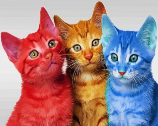 Aesthetic Colorful Kittens paint by numbers