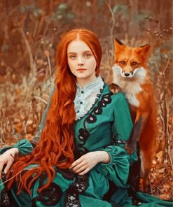 Aesthetic Fox And Woman paint by numbers