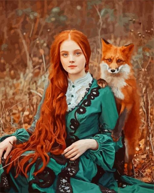 Aesthetic Fox And Woman paint by numbers