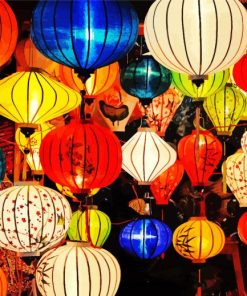 Colorful Asian Lamps paint by numbers