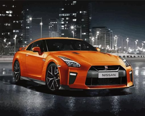 Orange Nissan Skyline paint by numbers