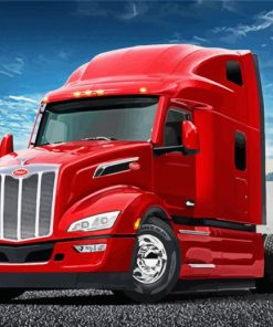 Red Peterbilt Semi paint by numbers