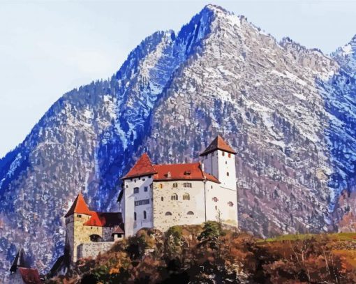 Snowy Mountain Gutenberg Castle paint by numbers