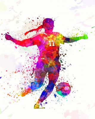 Abstract Girl Playing Soccer Paint By Numbers