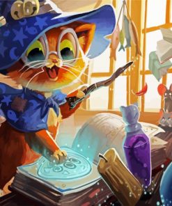 Adorable Wizard Cat paint by numbers
