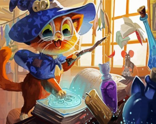 Adorable Wizard Cat paint by numbers