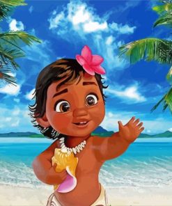 Baby Moana On The Beach paint by numbers