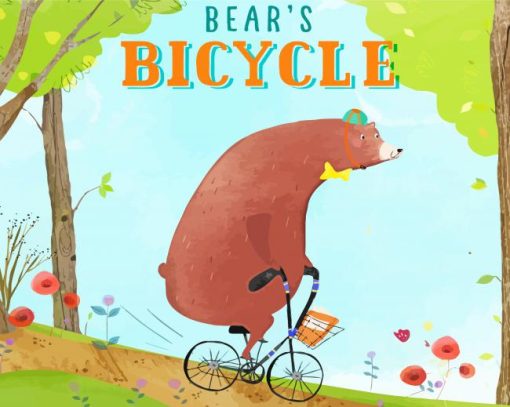 Bear On Bike Cartoon Paint By Numbers