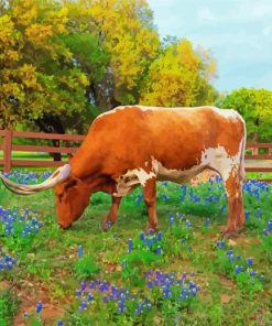 Bluebonnet And Langhorn Animal Paint By Numbers