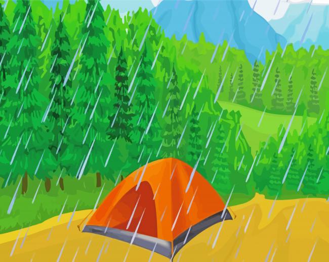 Camp In Rain Paint By Numbers