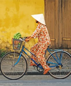 Chinese Woman On Bike paint by numbers